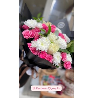 Vip pembe beyaz soft buket 26/2